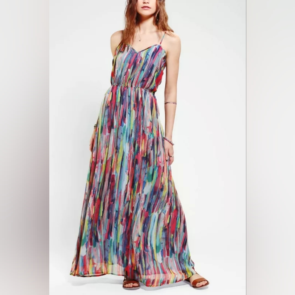 Lulu's Multicolor Brushstroke Maxi Dress